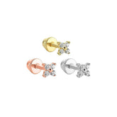 4 Leaf Clover 14K Gold Tragus Piercing, Tragus Piercing 14k Gold – Helix, Cartilage, Conch Stud – Real Gold Earring